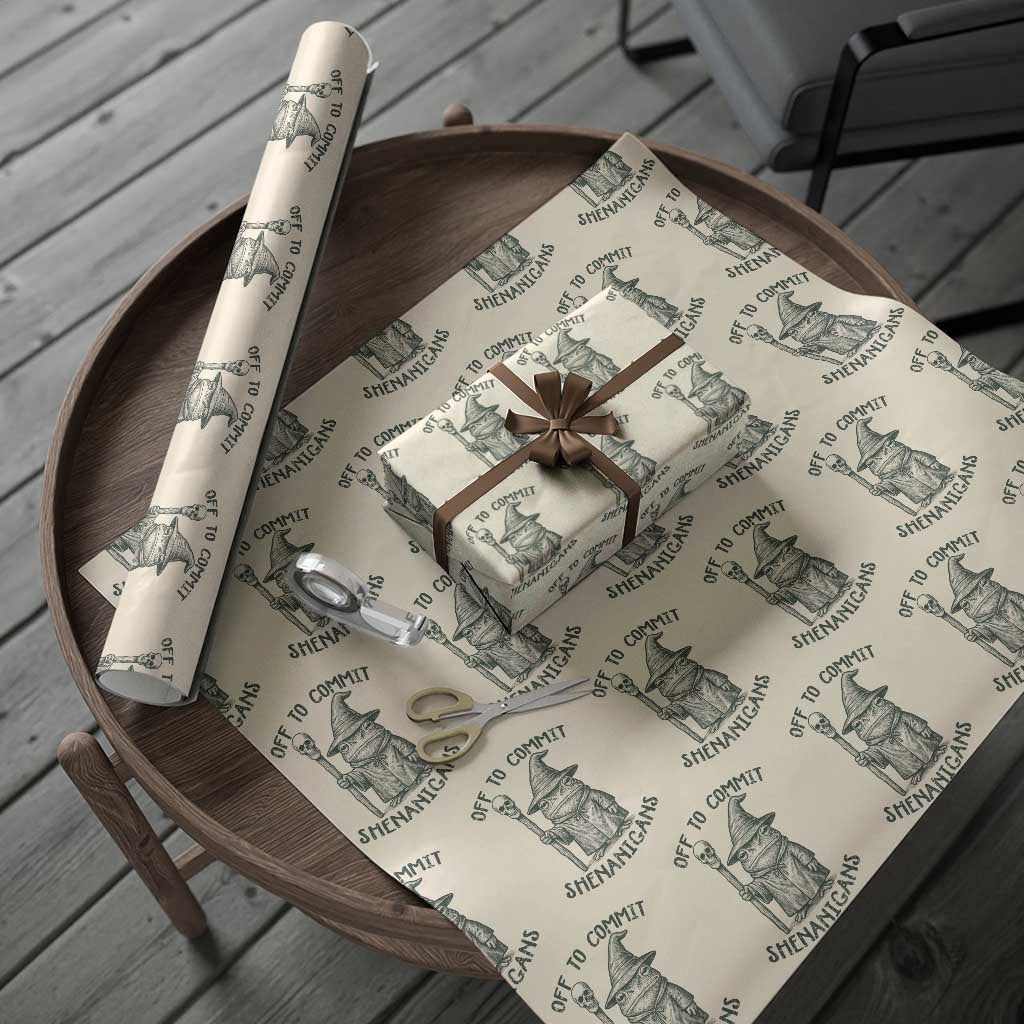 Wizard Frog Wrapping Paper Roll Funny Off to Commit Shenanigans TS10 Beige Print Your Wear