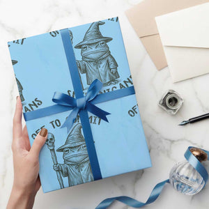 Wizard Frog Wrapping Paper Roll Funny Off to Commit Shenanigans TS10 Light Blue Print Your Wear