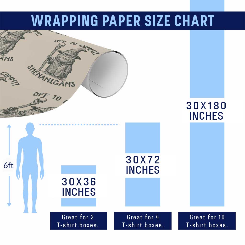 Wizard Frog Wrapping Paper Roll Funny Off to Commit Shenanigans TS10 Print Your Wear