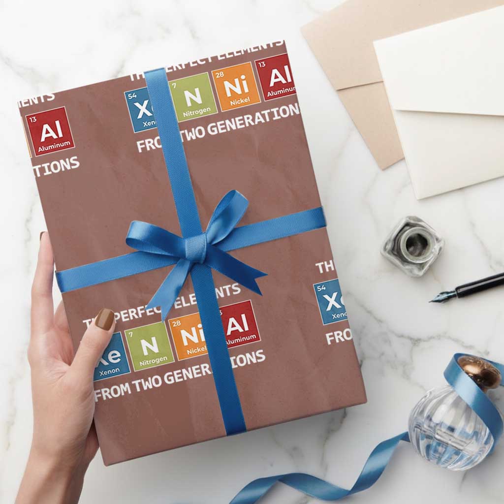 Xennial The Perfect Elements From Two Generations Wrapping Paper Roll Periodic Table Science Graphic TS02 Mocha Print Your Wear