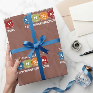 Xennial The Perfect Elements From Two Generations Wrapping Paper Roll Periodic Table Science Graphic TS02 Mocha Print Your Wear