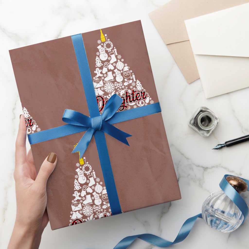 Xmas Tree Wrapping Paper Roll Red Plaid Daughter TS02 Mocha Print Your Wear