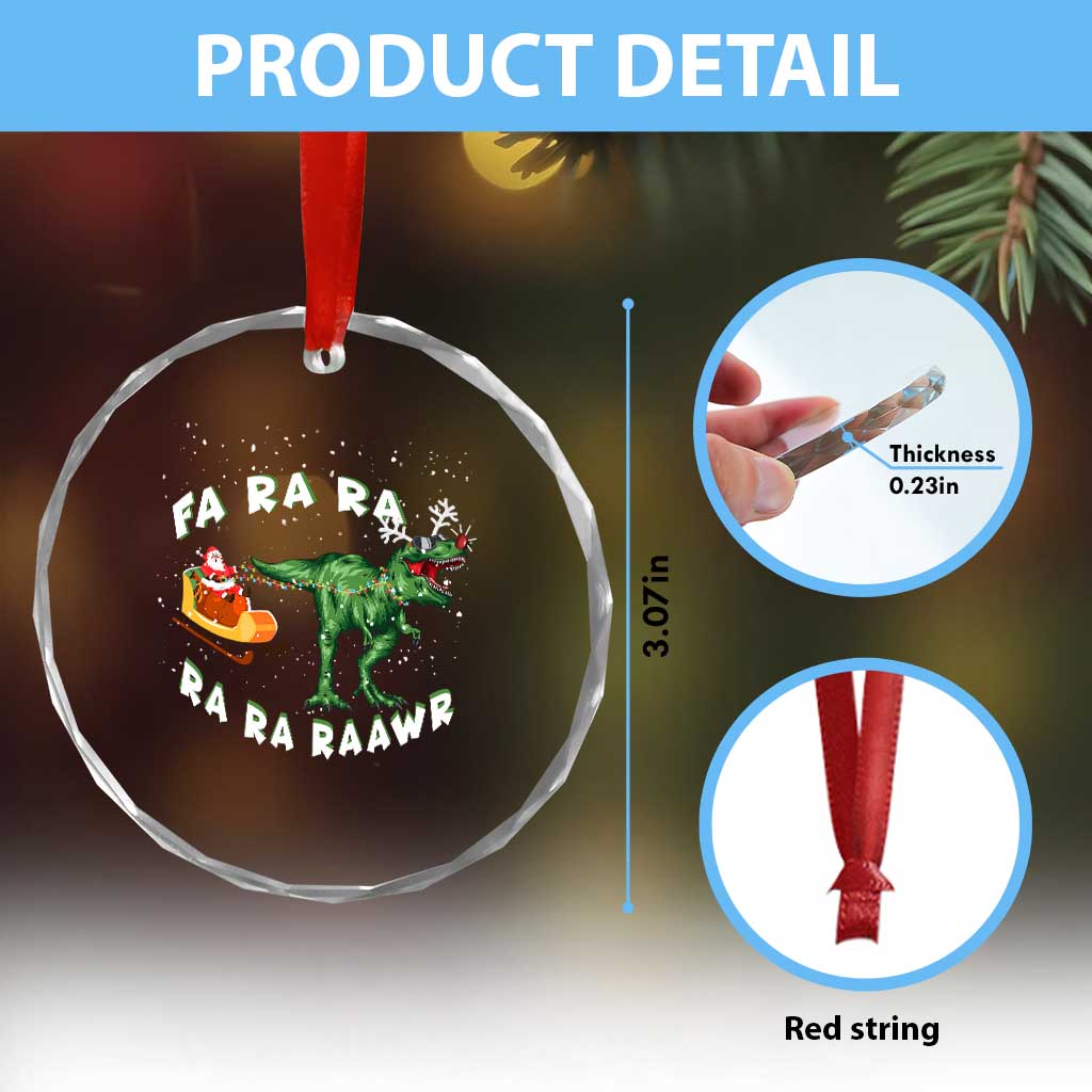Xmas Tree Rex Fa Ra Rawr Dinosaur Crystal Glass Ornament TS09 Print Your Wear